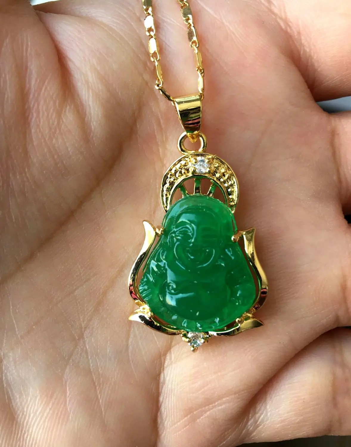 Кулон и ожерелье в 2 стилях с надписью Lucky Green Jades Будда|Подвески| |