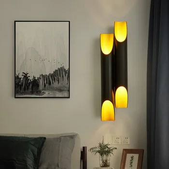 

Modern Wall Lamp Nordic Oblique Aluminum Single Double Tube Fashion Creative Bedroom Bedside Black Gold Home Lighting
