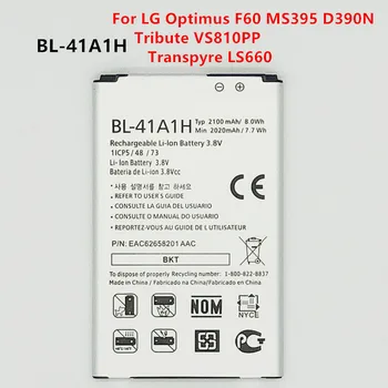 

New 2100mAh BL-41A1H Replacement Battery For LG Optimus F60 MS395 D390N Tribute VS810PP Transpyre LS660 BL41A1H