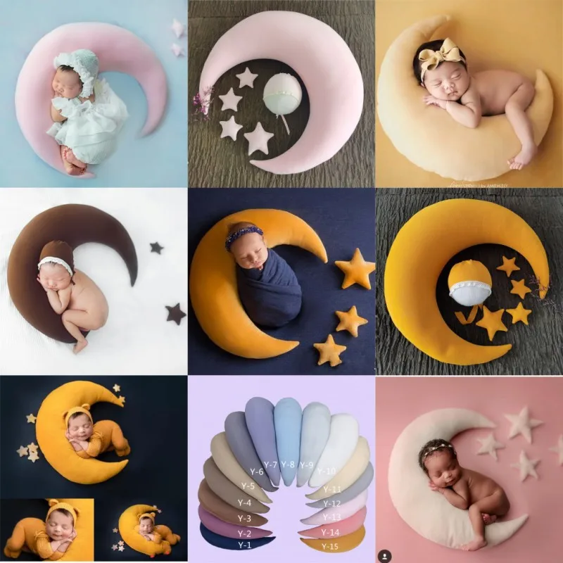 Baby Photography Accessories Newborn Props Moon Pillow Star Hat Set Studio Boy Girl Photo Shoot Background Fotografia Blanket
