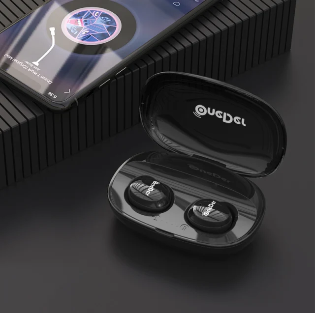 Черный OneDer W12 bluetooth наушники 40 мАч батарея ABS материал наушники-вкладыши tws наушники с зарядный чехол водонепроницаемый IPX5 действительно беспроводные наушники - Цвет: Черный