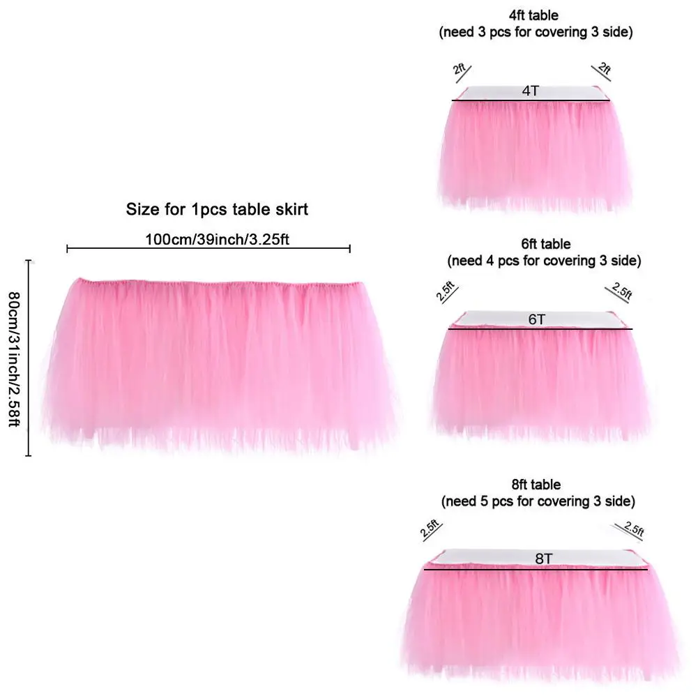 Романтическая Пышная юбка для стола, тюль, столовая посуда, скатерть, плинтус для рождественской вечеринки, свадебного торта, украшение стола