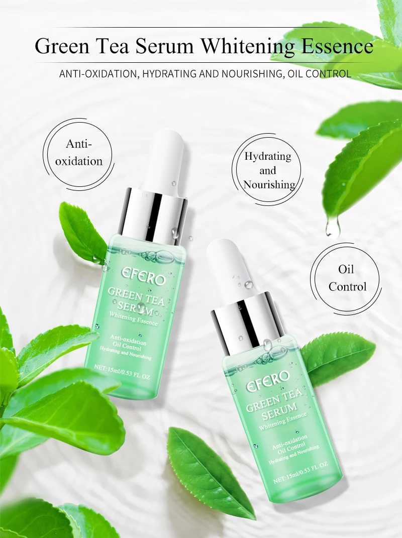 EFERO green tea Essence Сыворотка для лица увлажняющая отбеливающая лицевая Сыворотка антивозрастная Сыворотка для лица термоусадочная поры кожи ремонт уход 15 мл