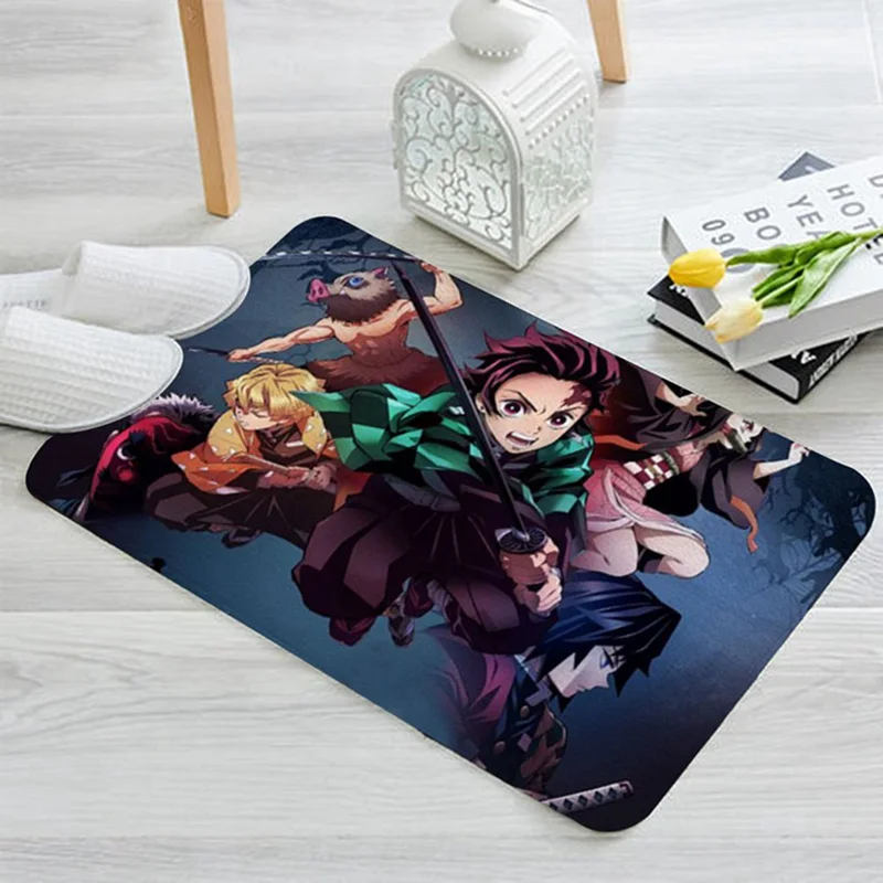 Японский мультяшный коврик Kimetsu No Yaiba с принтом для дома, коврик для кухни, коврик для дома, для улицы, приветствуется, для ванной комнаты, Противоскользящие коврики