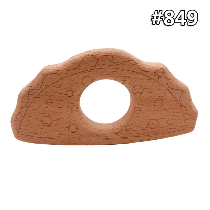 wood teether 849 Деревянный Прорезыватель для новорожденных деревянный кулон для пустышки цепочка прорезыватель Игрушка милая форма животных пищевой материал детские трофеи игрушка подарок - Цвет: wood teether 849