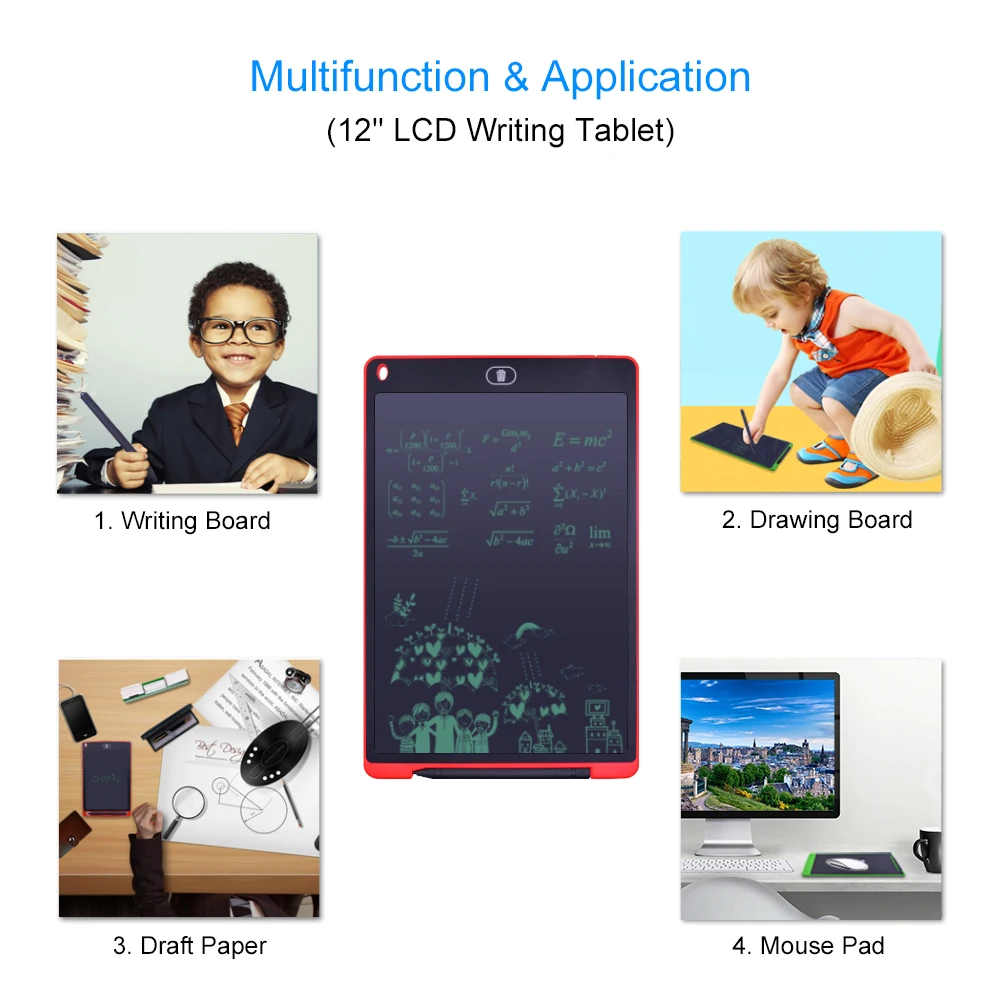 12 дюймов ЖК-дисплей цифровой записи планшеты доска для рисования альбом для рисования электронная доска для рисования с Мышь Pad и линейкой