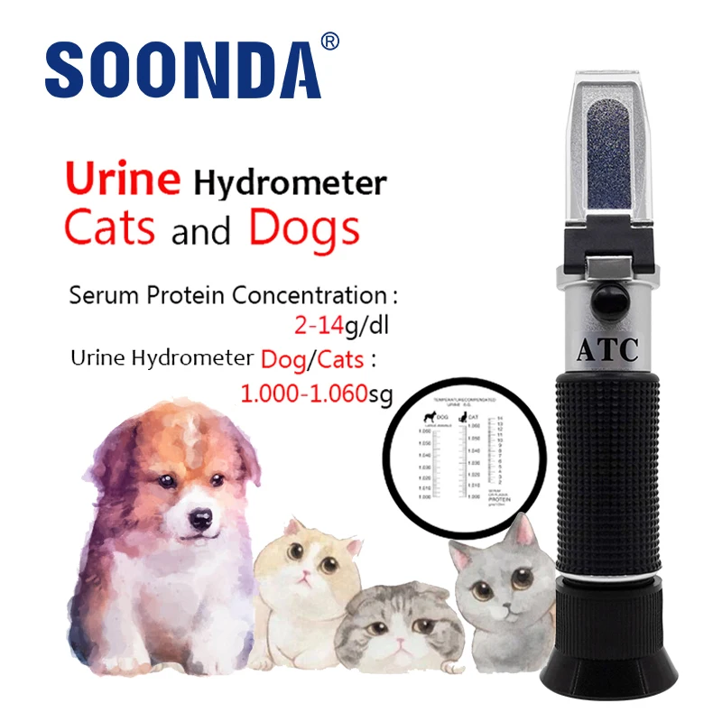 Cats Dogs 2~14g/dI Serum Protein Concentration Meter Pet Hemoglobin Measurement Urine Refractometer 1.000-1.060sg Test | Инструменты