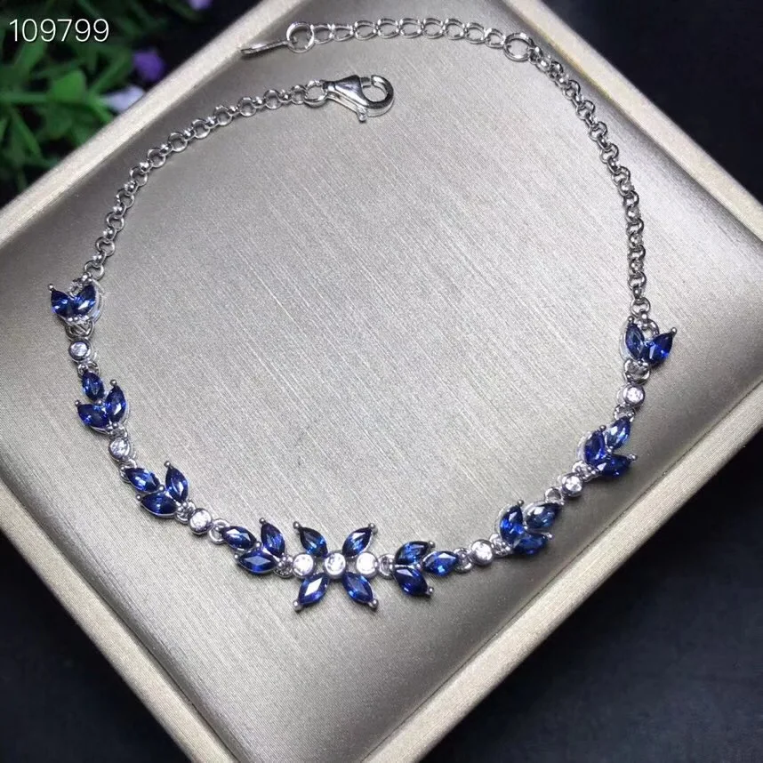 Fashion design, natural sapphire lady bracelet. Branch shape. 925 silver. Precious stones