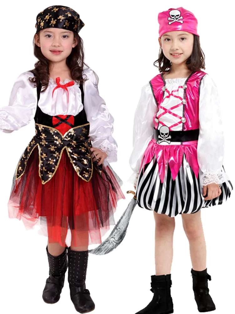 

Children's pirates with shoes, hats, belts, costumes, prom performance costumes, Pirates of the Caribbean, captain clothes set,