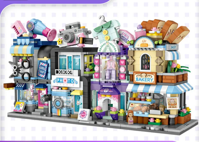 

2020New street view building blocks children's toys small particle building blocks Mini Street View building blocks puzzle