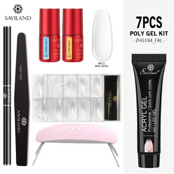 

Saviland Poly Nail Gel Kit with Lamp Professional Gel Polish Set Nail Extension Jelly Gel Set UV Builder Gel Starter Nail Kits