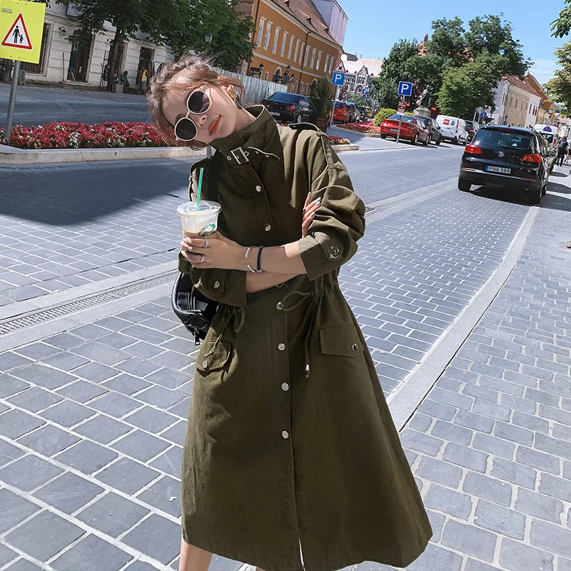Весенне-осенний Тренч для фотосессии, повседневная короткая рабочая одежда средней длины в Корейском стиле