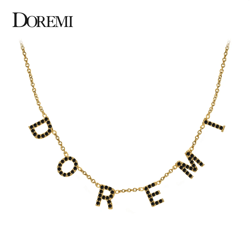 DOREMI 9mm 5color Personalized Custom CZ Stone Crystal Name Necklace for Woemn Choker chain Letter Necklaces Custom Jewelry Gift