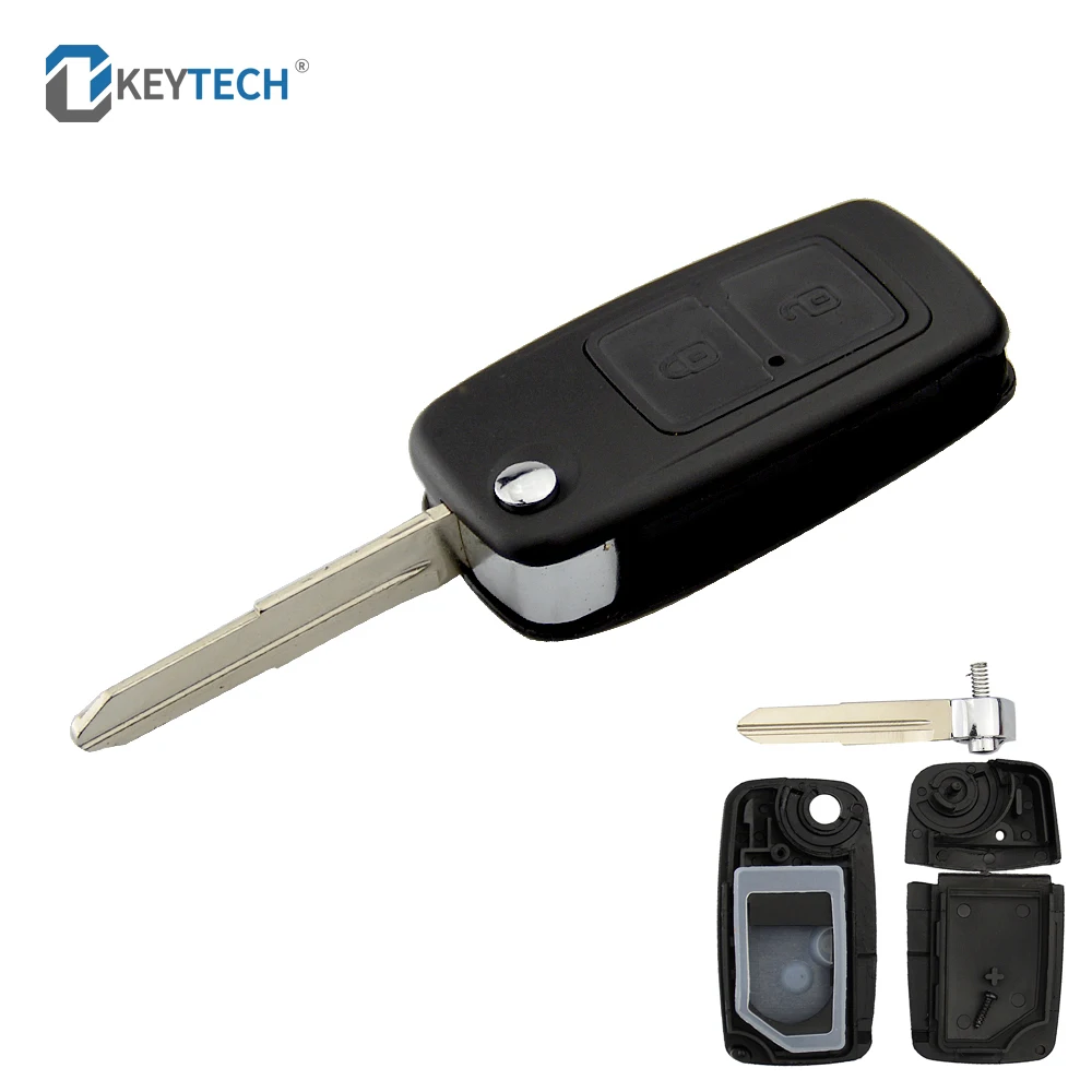 OkeyTech-carcasa de llave a distancia de coche plegable con 2 botones, funda Fob para CHERY TIGGO A1 E5 A5 FULWIN COWIN, cubierta de llave de Pascua sin cortar