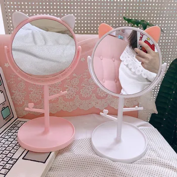 

Makeup Mirror Cosmetic Mirrors Round Shape Desktop Vanity Mirror Double Sided Backlit Mirrors table mirror beauty small mirrors