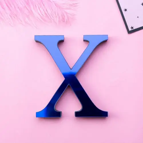 X Горячая A-Z Алфавит Письмо акриловое зеркало стены искусства стикеры Наклейка DIY украшение дома - Цвет: X