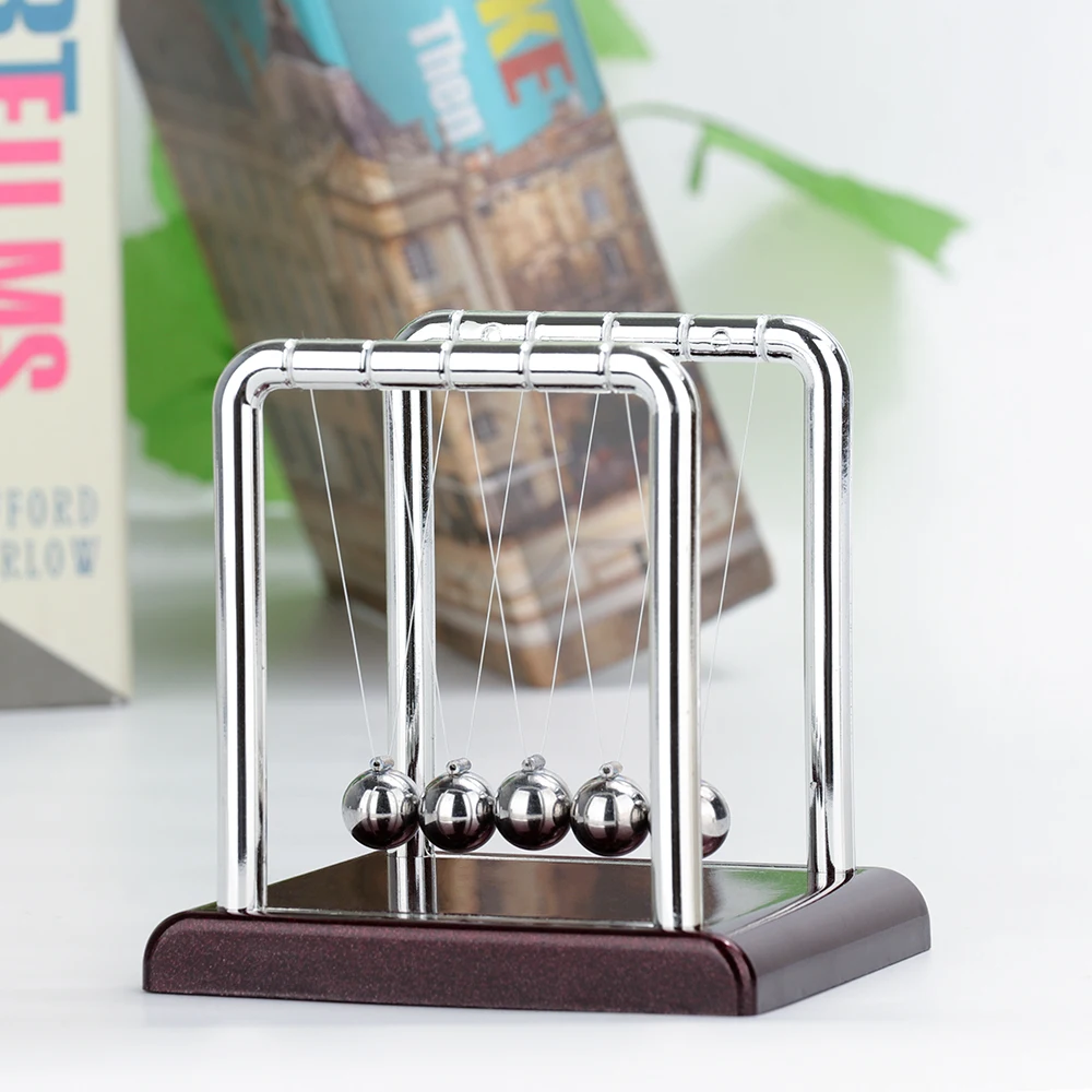 Physics Science Pendulum Accessory Desk Antistress Game Newtons Cradle Steel Balance Ball Table Decor Metal | Дом и сад