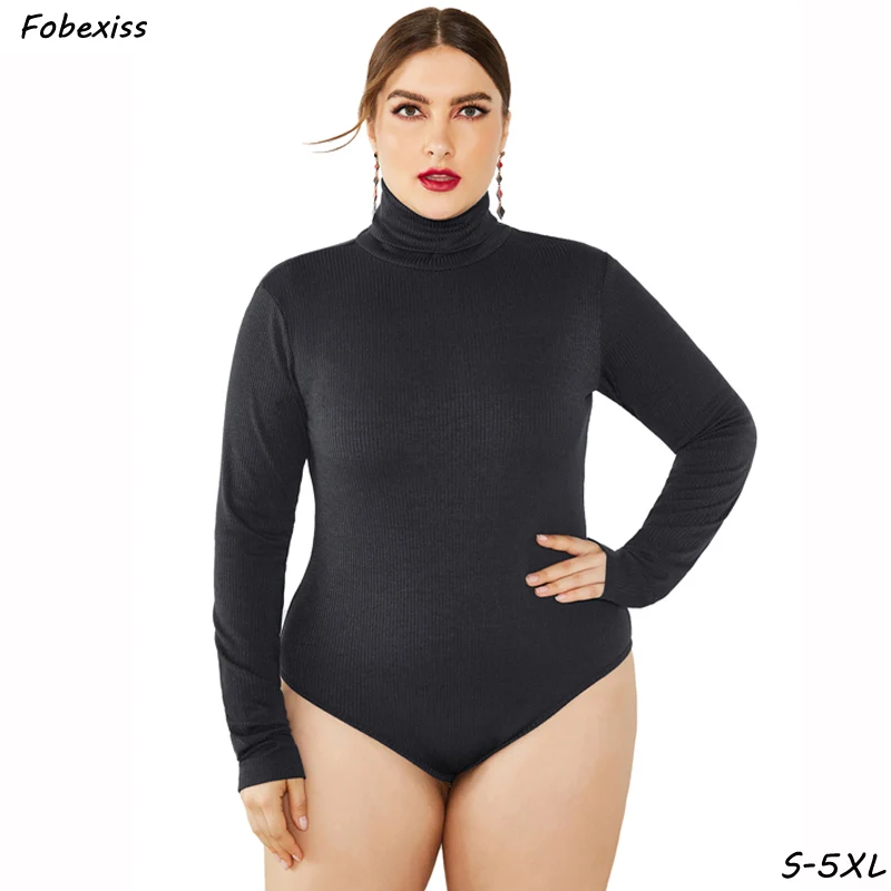 

Bodysuit Women 2019 Winter Long Sleeve Turtleneck Bodysuit Streetwear Droshipping Thong Bodys Plus Size 5XL Black Bodysuit