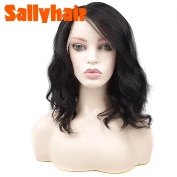 

Ombre Color Lace Front Synthetic Wigs Shoulder Length Deep Invisible Side L Part Natural Wave Black Blonde Short Bob Lace Wig