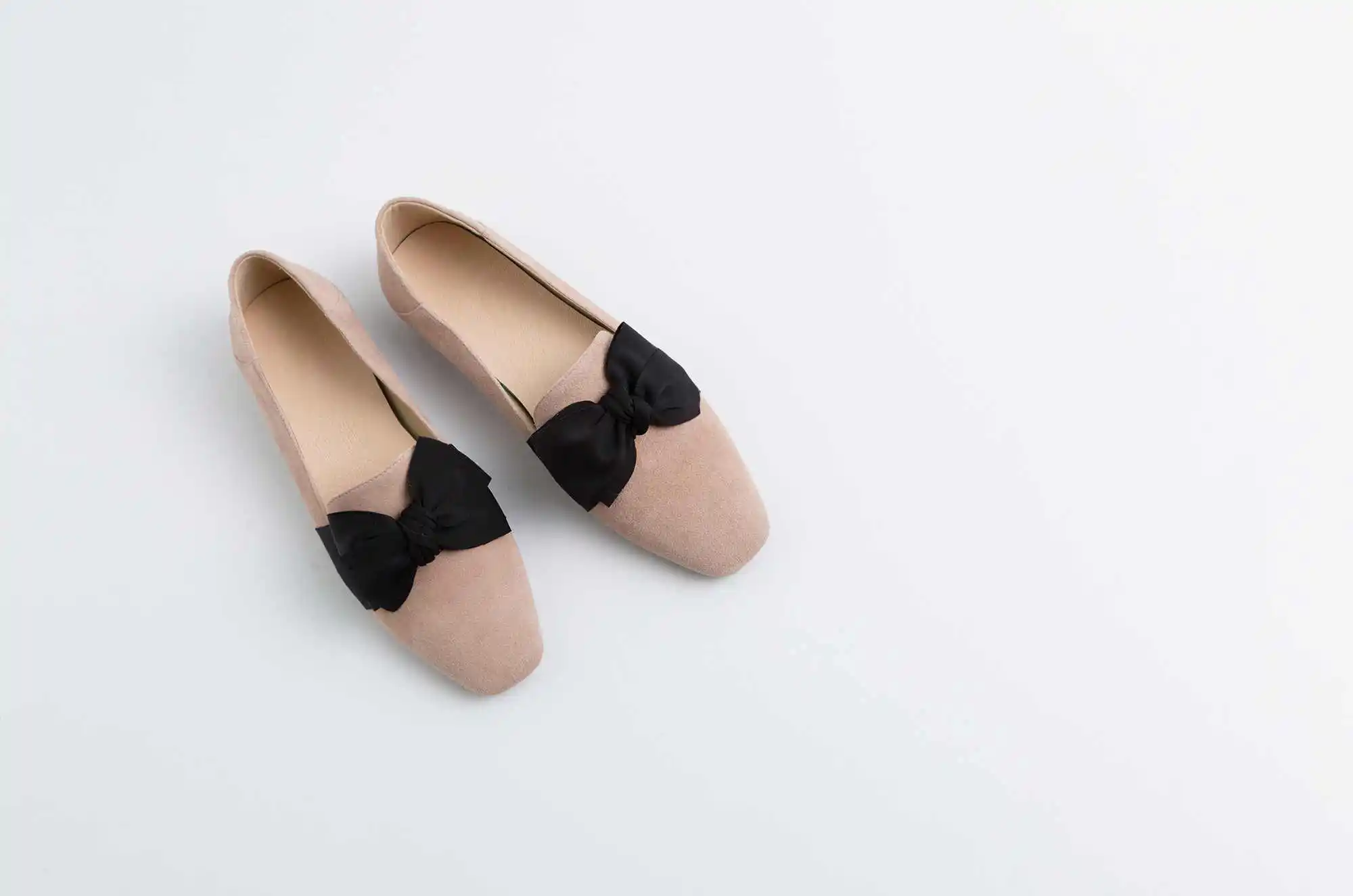 Krazing Pot sheep suede butterfly-knot low heels square toe European daily wear preppy style maiden sunshine gril pumps L67