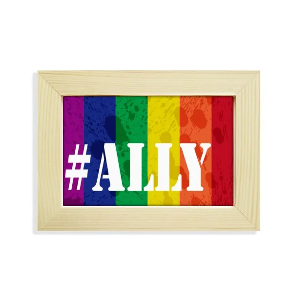 

Ally LGBT Rainbow Pattern Desktop Wooden Photo Frame Picture Art Painting 5x7 inch