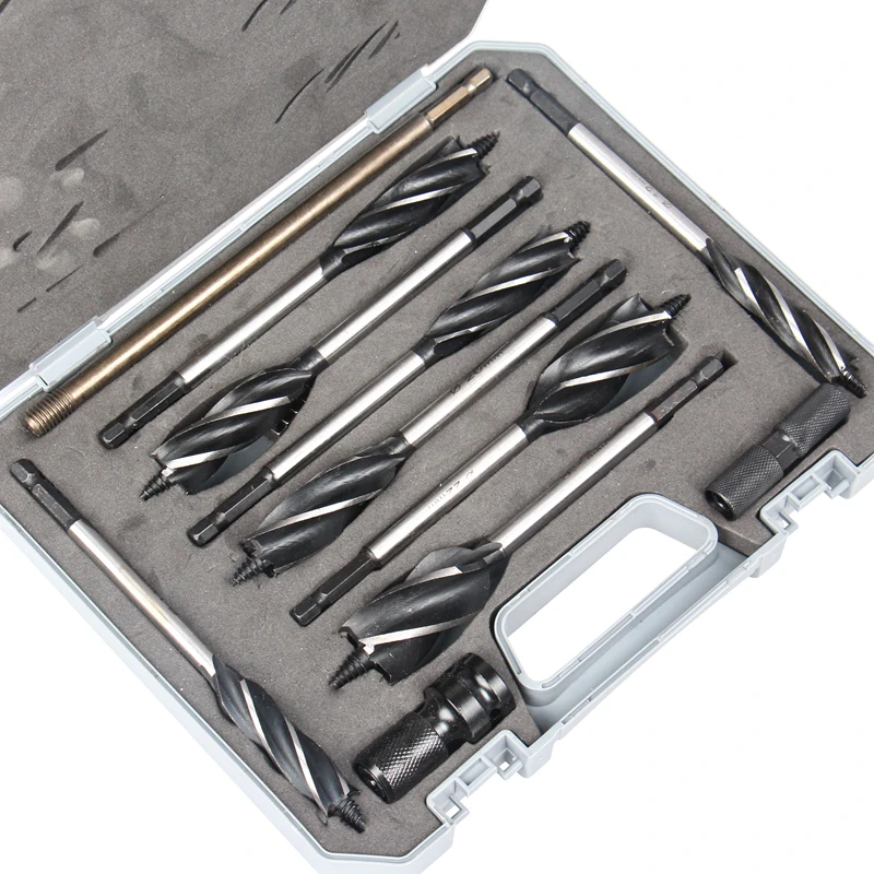 FREE SHIPPING 11PCS/SET 10-25mm 6.35mm Hex Shank Carbon Steel Twist Drill Bit Sets Woodworking tools Hole Opener saw Kit