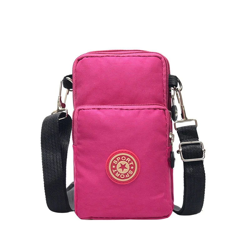 Women' Cross-Body Cell Phone Shoulder Strap Wallet Pouch Purse Mobile Phone Bags Storage Bag Outdoor Fitness Running Arm Bag - Цвет: Rose red