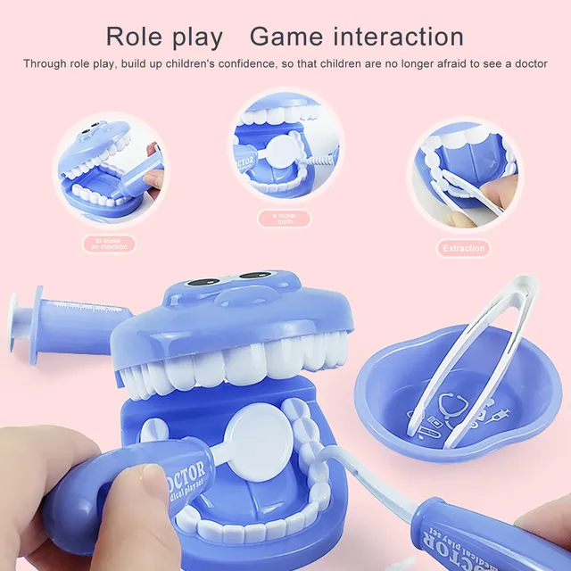9 Piece Set Of Children's Oral Simulation Toy Dentist Examines Tooth Model Boys Girls Montessori Preschool Educational Toys 2022 1