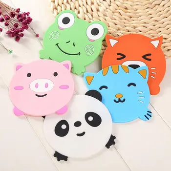 

Cute Animal Placemat Soft Rubber Cartoon Coaster Insulation Pad Non-slip Coffee Drink Cup Mat Office Accessories Desk Organizer