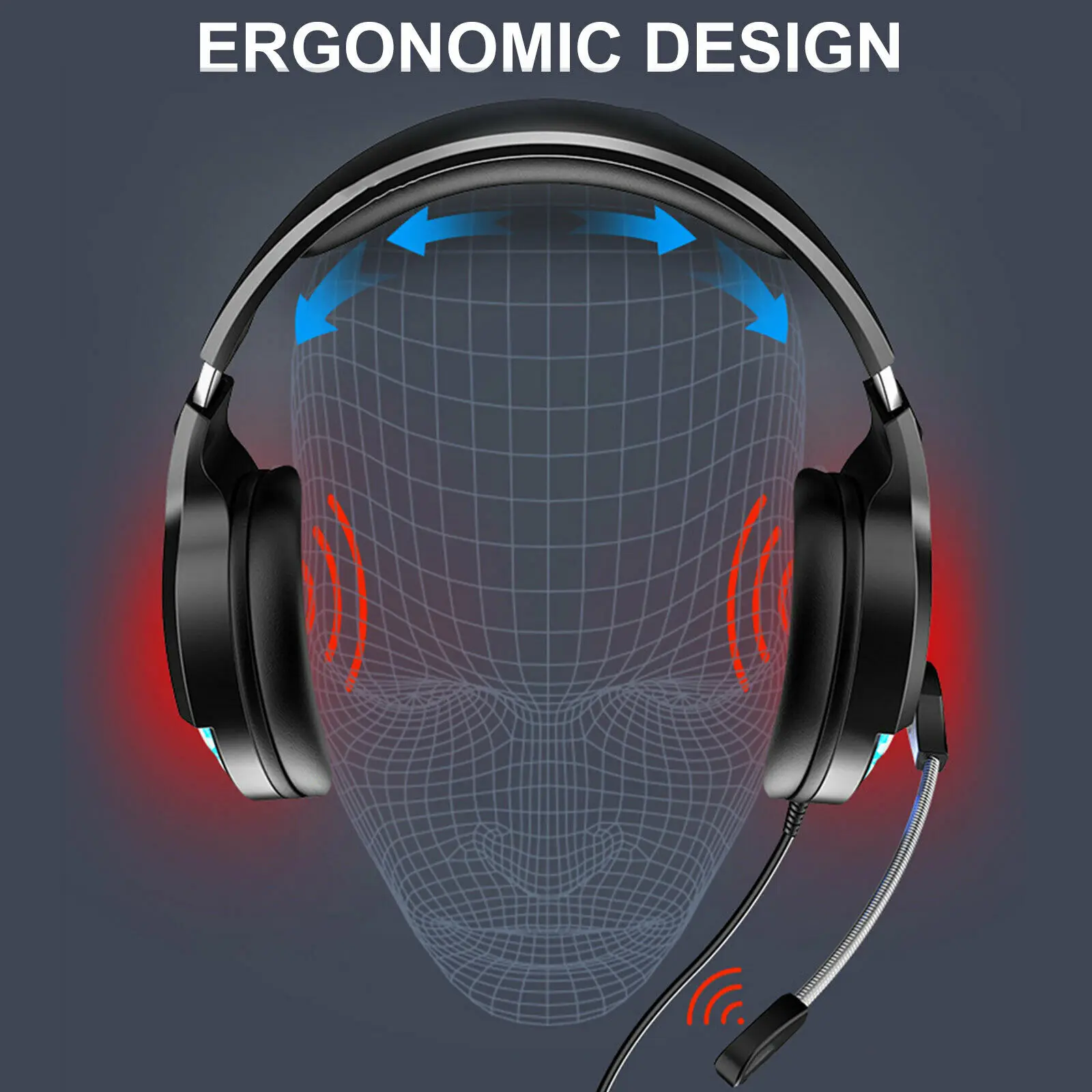 Ottwn New Q2 Game Headphone Stereo Bass Surround With Microphone Gaming Headset Headphone For PS4 Xbox One PC Laptop