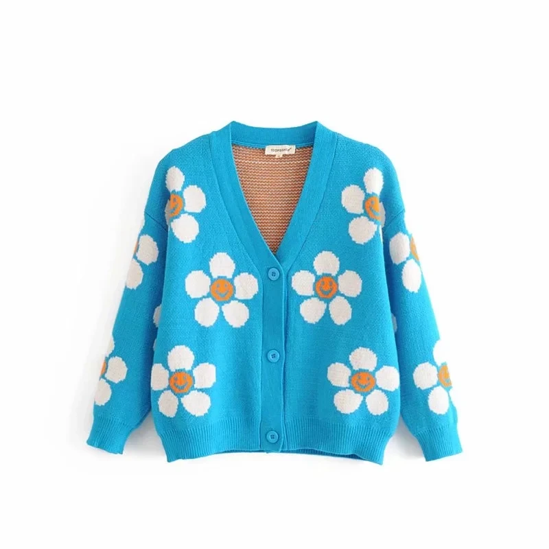smiling daisies knit cardigan