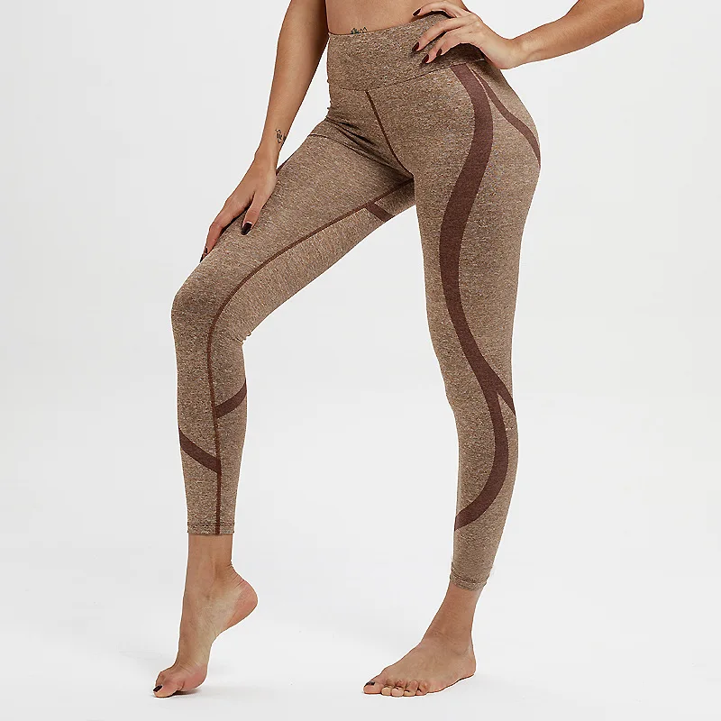 2020 Fashion High Waist Knitted Leggings Women Push Up Fitness Pants Patchwork Elastic Breathable Leggins Mujer | Женская одежда