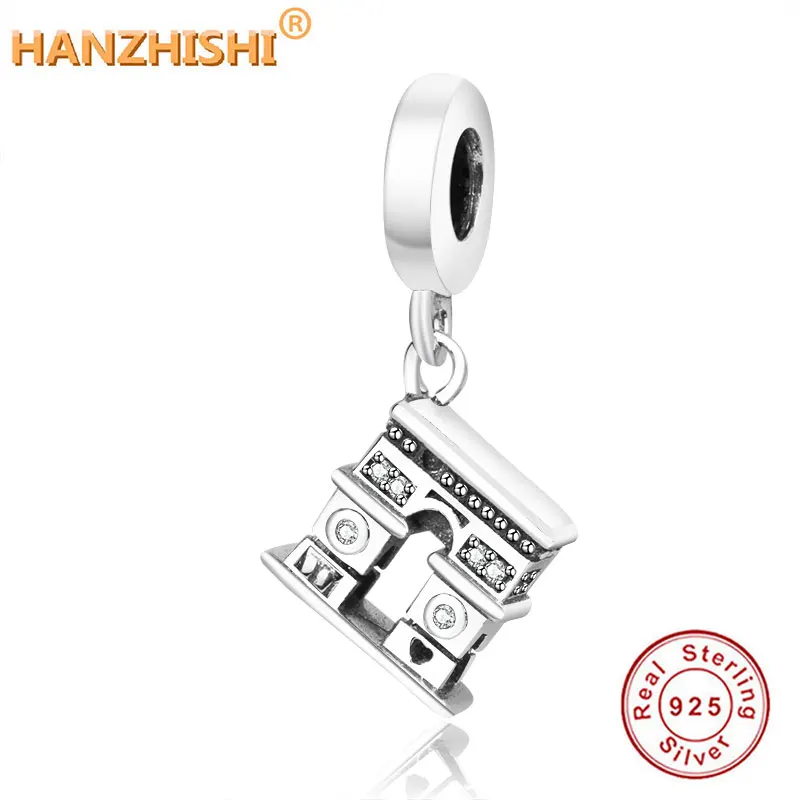 

Real S925 Sterling Silver New Arc de Triomphe Dangle Bead Fit Original Pandora Charm Bracelet Bangle Silver Pendant DIY Jewelry