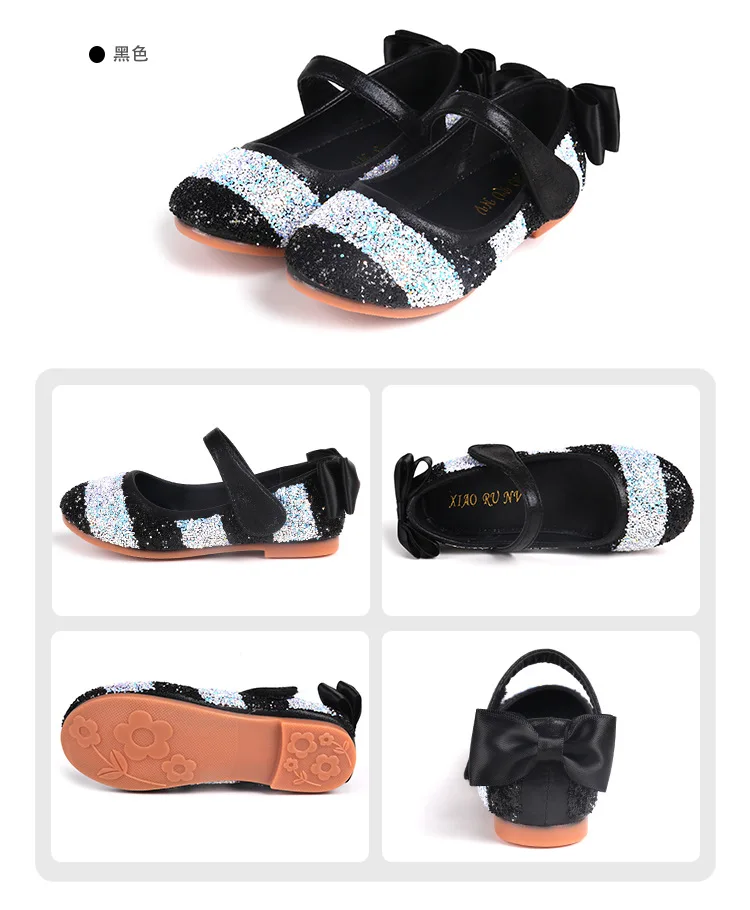 Кожаная обувь для девочек модная обувь принцессы с бантом г. Новая Осенняя детская обувь для танцев на мягкой подошве повседневные сандалии на плоской подошве для девочек