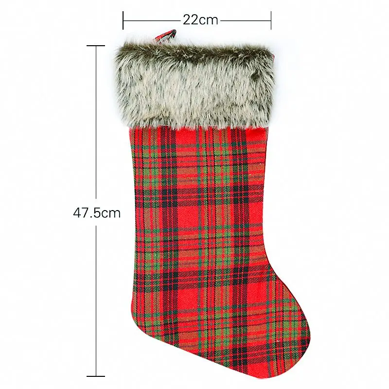 Christmas Red and Black Plaid Snowflake Gift Presents socks Christmas Stockings Bags Christmas Decorations For Home XD20202