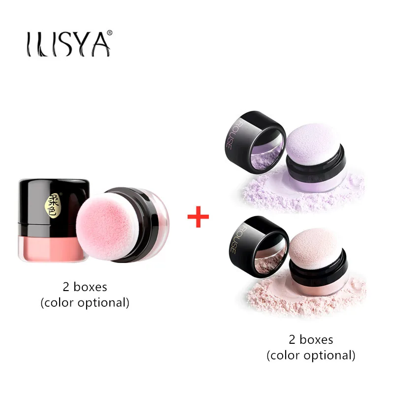 Caixas de pó Solto com Cabeça de Cogumelo Conjuntos de Maquiagem Caixas Rosto Blusher Bochecha Rouge Cor Opcional 2 pó