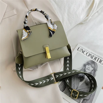

Burminsa Summer Fashion Scarf Design Handbags Women Unique Wide Strap Shoulder Basg High Quality Girls Messenger Bags 2020 NEW
