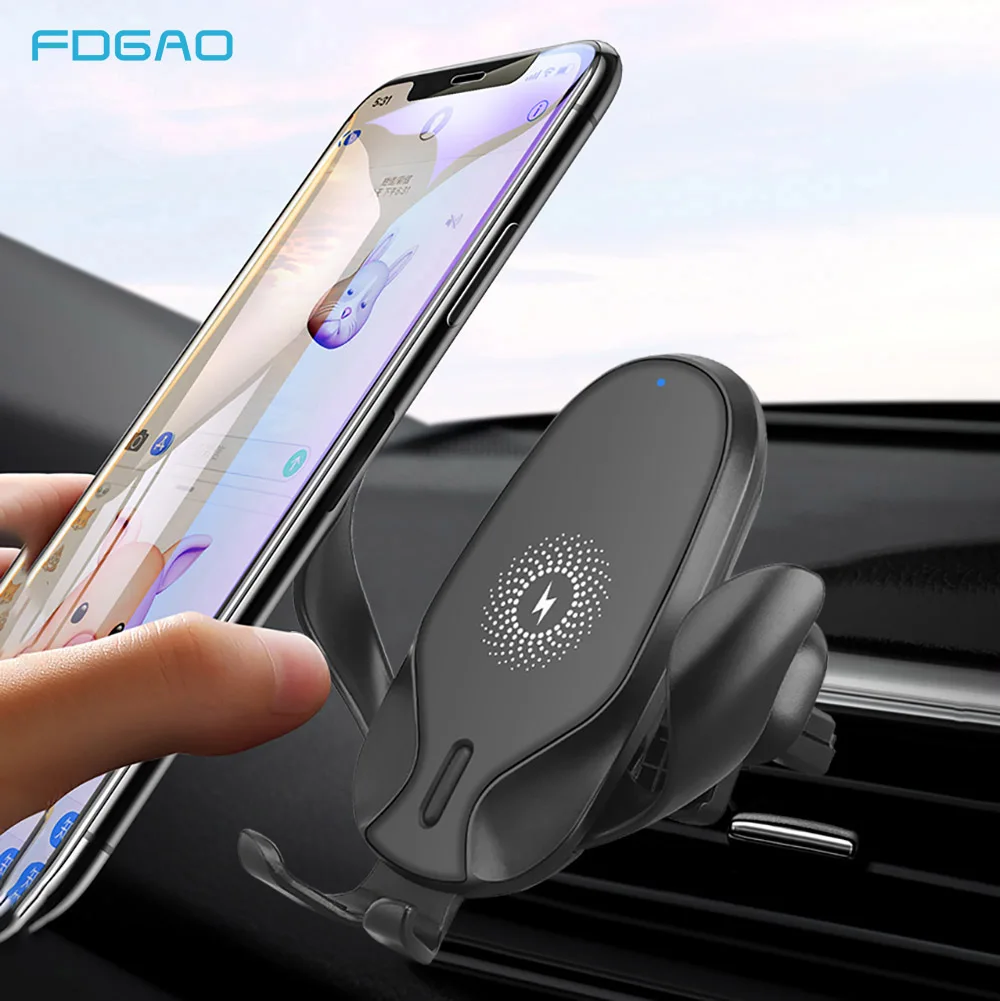

FDGAO Qi 15W Wireless Charger Car Mount Stand for iphone 11 pro Xs max xr Samsung S9 S10 Note 10 9 Quick Charge Car phone Holder