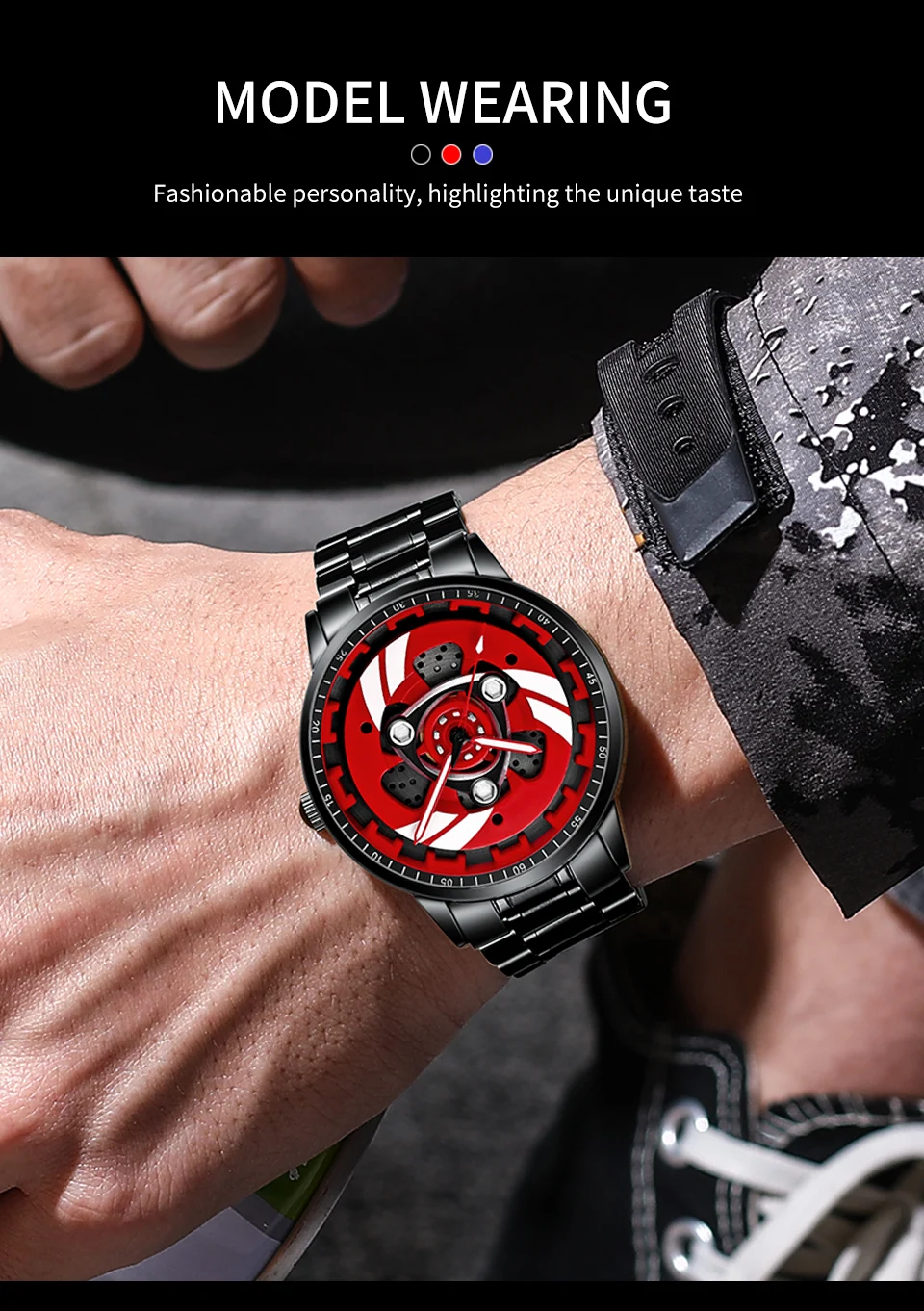 Original 3D Men's Watches Waterproof Motorcycle Rim Watch Quartz Men's Sports Watches For Men Clock Mens Spinning Watches Sneakatelier
