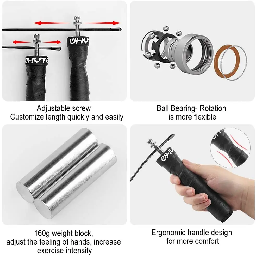 Adjustable Weighted Jump Rope Speed Skipping Rope for Fitness Workout Double Unders Crossfit jump rope
