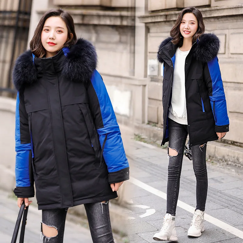 

Photo Shoot New Style down Jacket Large Size Mid-length BF Cotton-padded Clothes Couple Clothes Loose Thick Plus-sized Cotton Co