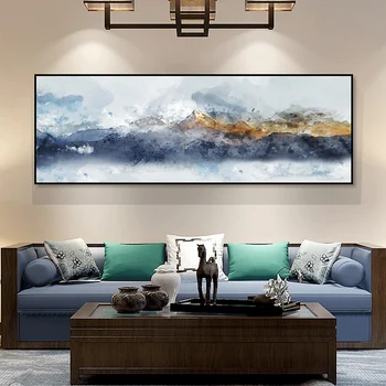 

Abstract Landscape Art Canvas Painting Gold Mountain Big Size Posters and Print Wall Art Picture for Living Room Home Decoration