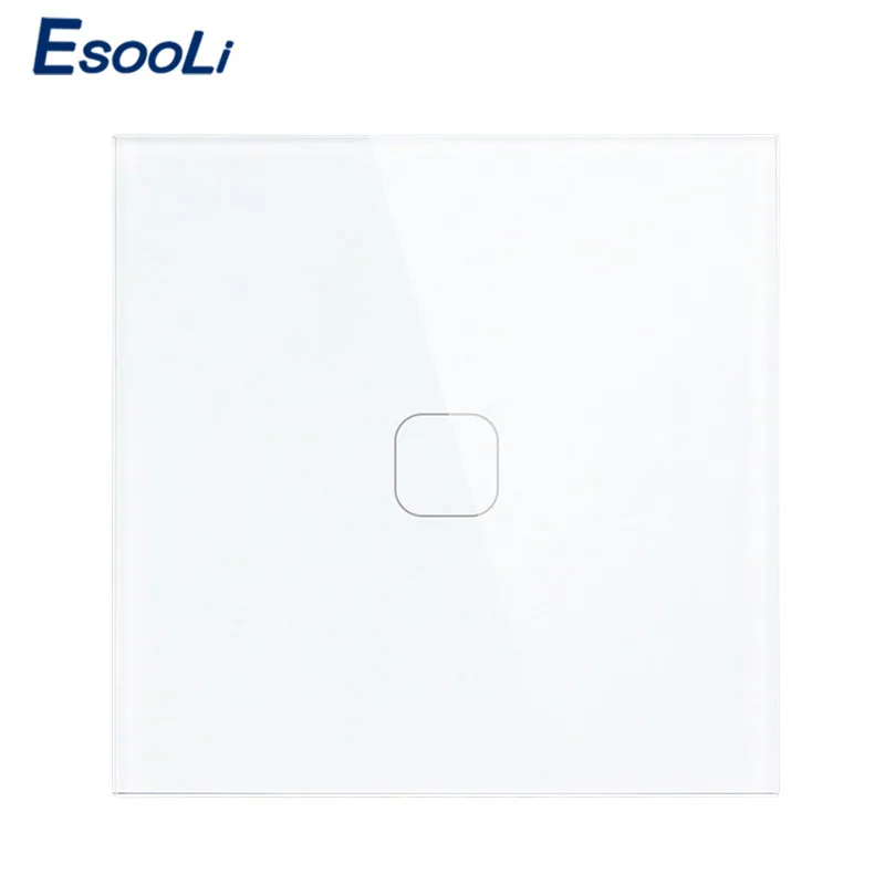 Esooli EU Stanard Touch Switch Crystal Glass Panel 1 Gang 1 Way Touch Switch, EU Light Wall Touch Screen Switch,AC 170-250V