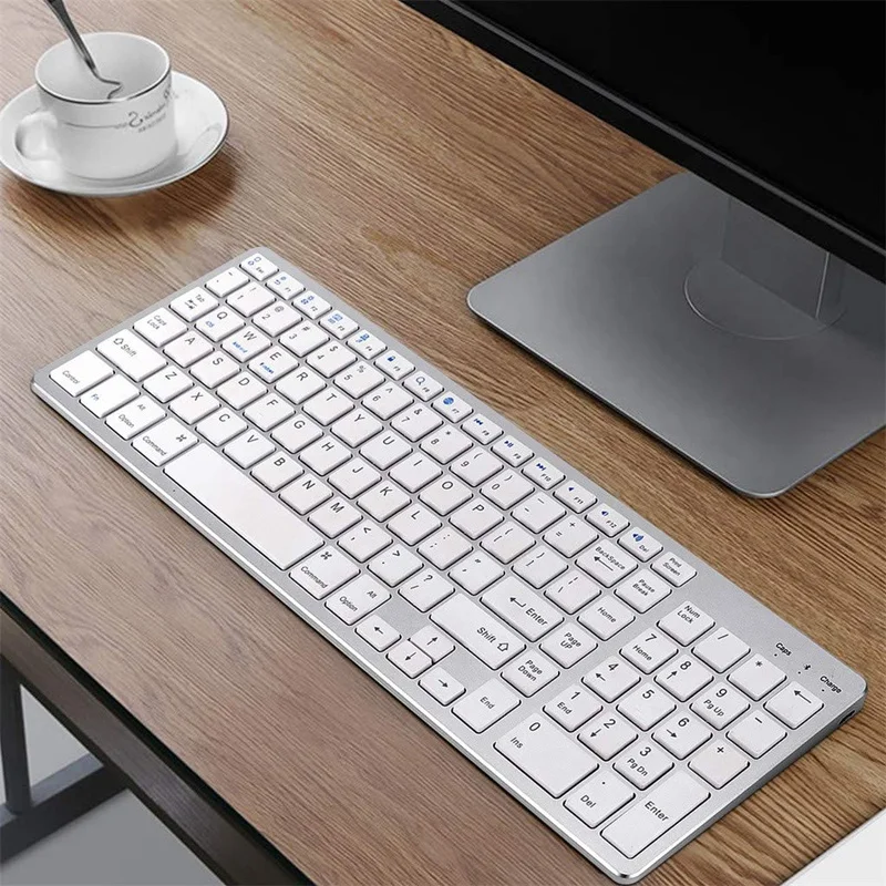 Bluetooth Keyboard Rechargeable Portable BT Wireless Keyboard with Number Pad for Laptop PC Tablet Windows IOS Android