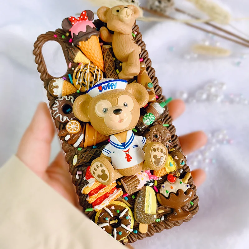 Для samsung s8/s9/s10 plus DIY чехол note 8/note9/note10+ 3D милый медведь чехол для телефона Galaxy s6/s7 edge кремовый ручной работы - Цвет: A
