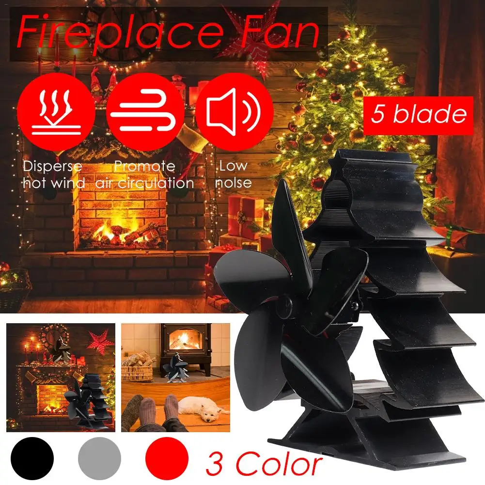 

Christmas Tree Color High Temperature Heat Fireplace Fan No Electricity Smart Energy Saving Heat Powered Stove Fan For Home Use