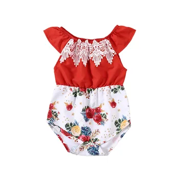 

Toddler Infant Newborn Baby Girl Bodysuit Summer Sleeveless Patchwork Clothes Floral Lace Ruffle Jumpsuit Playsuit Outfit