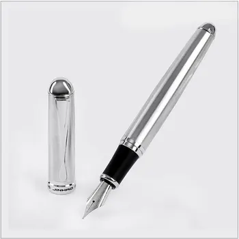 

High Quality Silver Stainless Steel 18KGP Fountain Pen Ink Pen Nib Vulpen Caneta Tinteiro Penna Stilografica 03831