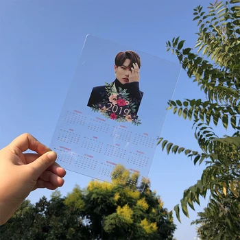 

50pcs 14.5*19.5cm custom transparent card calendar for fans giveaways wholesale printing calendar picture birthday party favors
