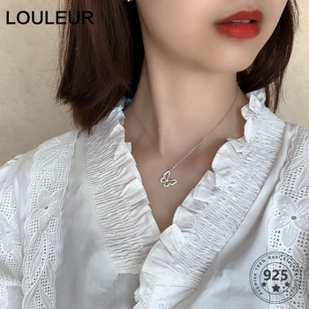 

Louleur Genuine 925 Sterling Butterfly Pendant Necklace Female Elegant Fashion Zircon Necklace For Women Luxury Fine Jewellery
